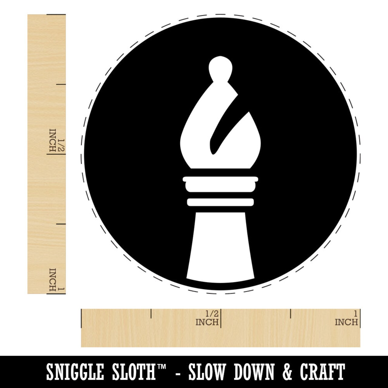 Chess Piece White Bishop Self-Inking Rubber Stamp for Stamping Crafting Planners